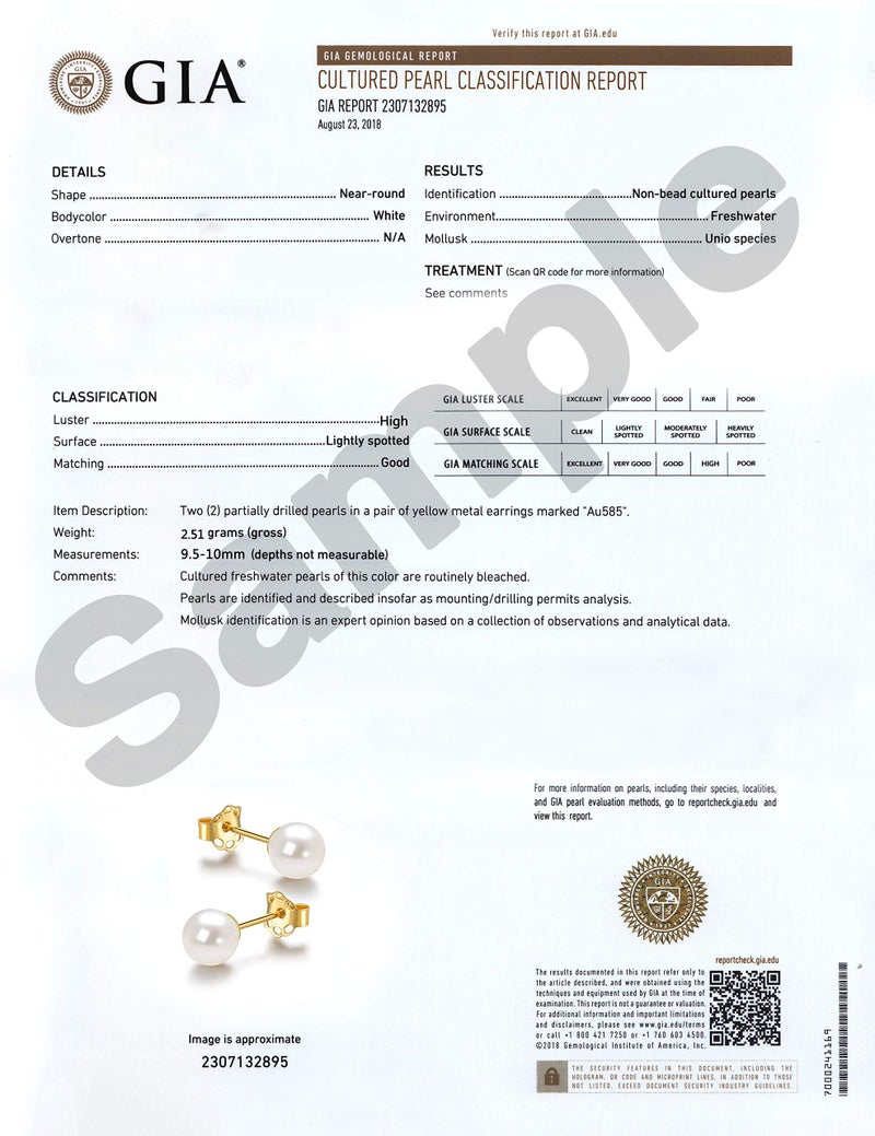 JORA Pearl Earrings for Women 14k Gold Freshwater Cultured Pearl Stud Earrings-10mm - Image 5